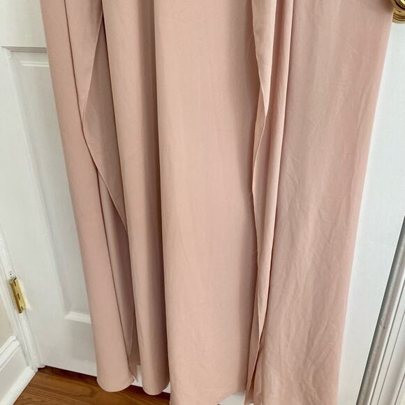 HALSTON HERITAGE Nude Beige Blush Pink Ruffle Sleeveless Formal Evening Jumpsuit - Picture 6 of 13